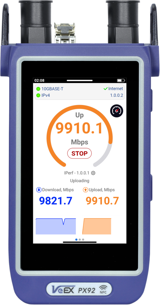 Appareil de mesure PX92 avec affichage écran, conçu pour la qualification de réseaux optiques